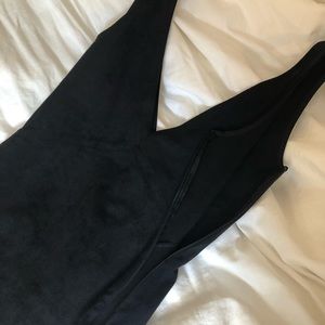 Aritzia Black Suede Deep V Dress XXS